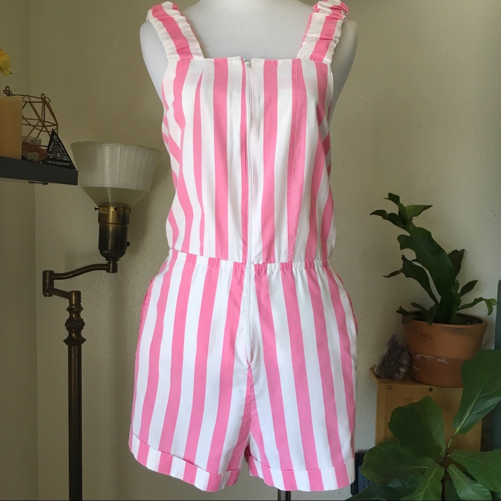 [VTG] Pink & White Striped Romper